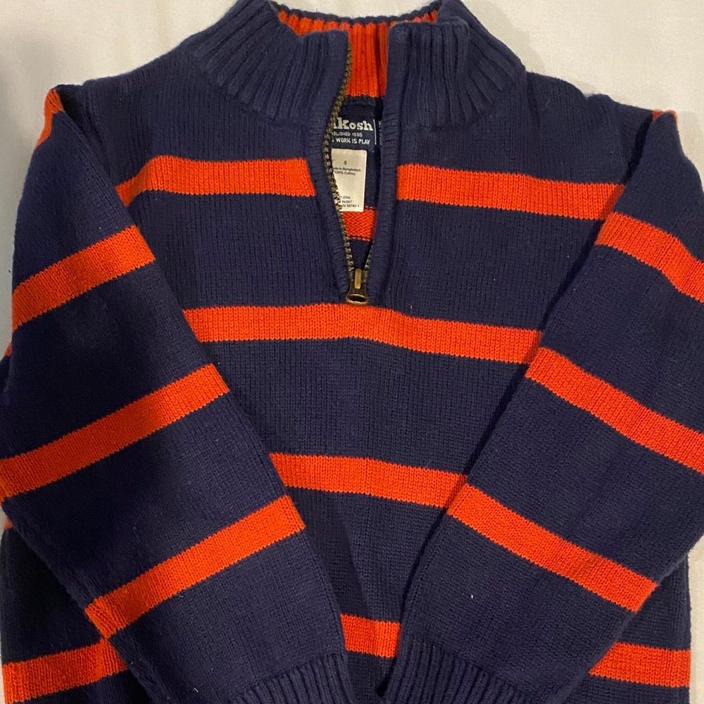Boys quarter zip striped pull over sweater